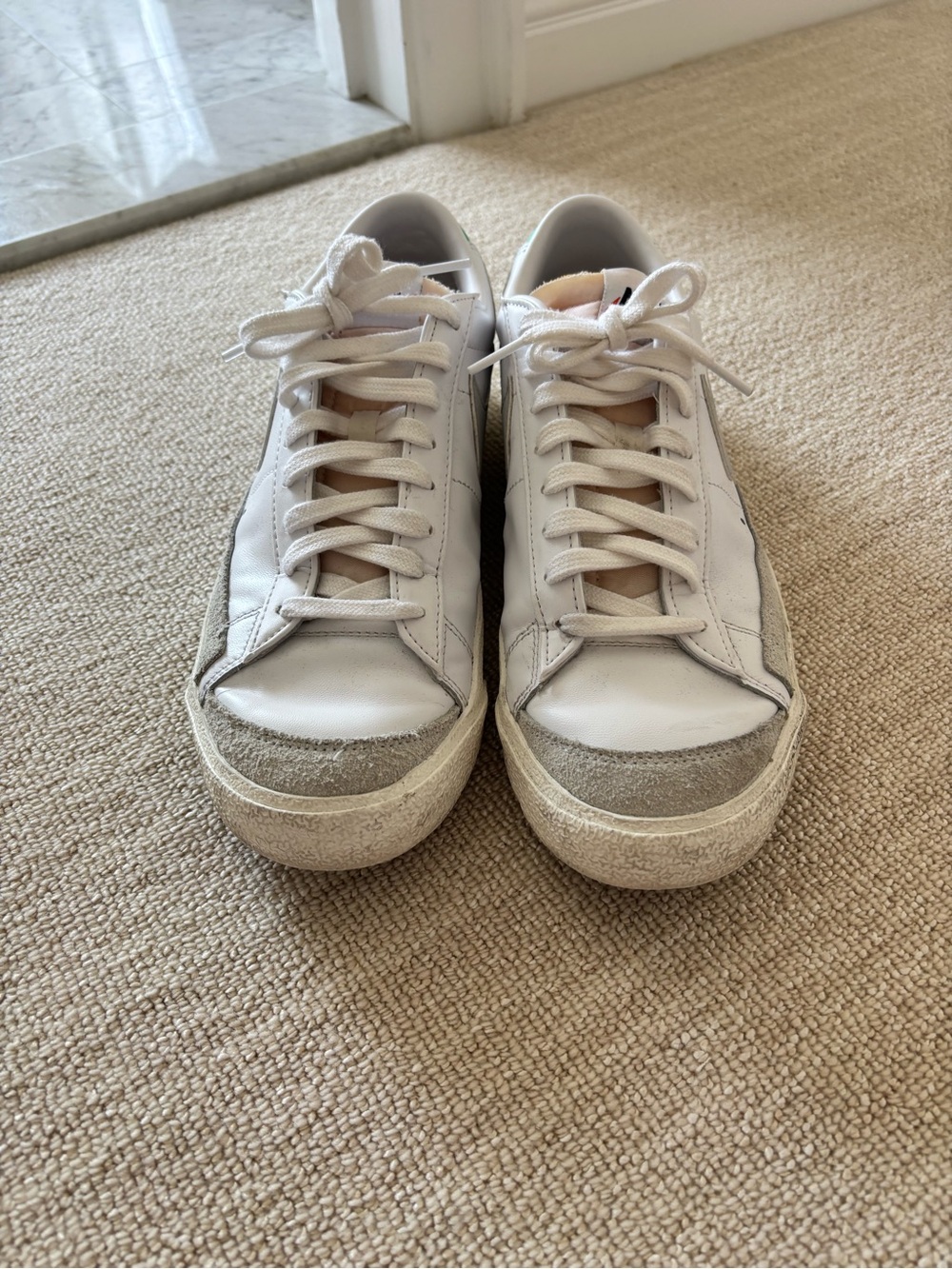Nike White and Gray Blazers 77 Low-Top Sneakers